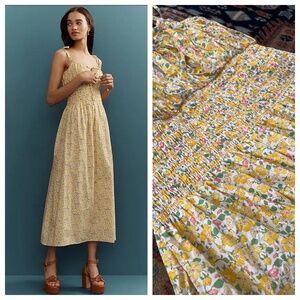 Love The Label liberty of London floral maxi dress tie bust straps yellow M